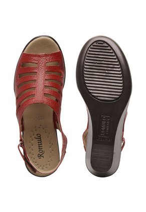 Sandalia Plataforma Rojo-Café Romulo