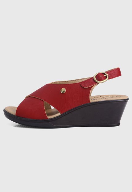 Sandalia Tacón Corrido Rojo-Café Romulo