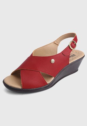 Sandalia Tacón Corrido Rojo-Café Romulo