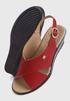 Sandalia Tacón Corrido Rojo-Café Romulo