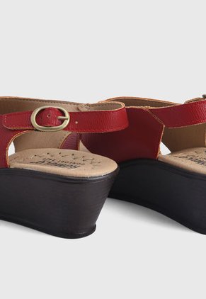 Sandalia Tacón Corrido Rojo-Café Romulo
