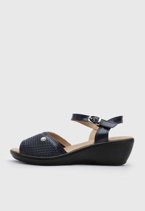 Sandalia Tacón Corrido Azul Navy-Negro Romulo
