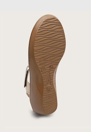 Sandalia Tacón Corrido Beige-Café Romulo