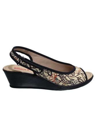 Sandalia Romulo Textil Mujer Ajuste Velcro Tacón Corrido Romulo