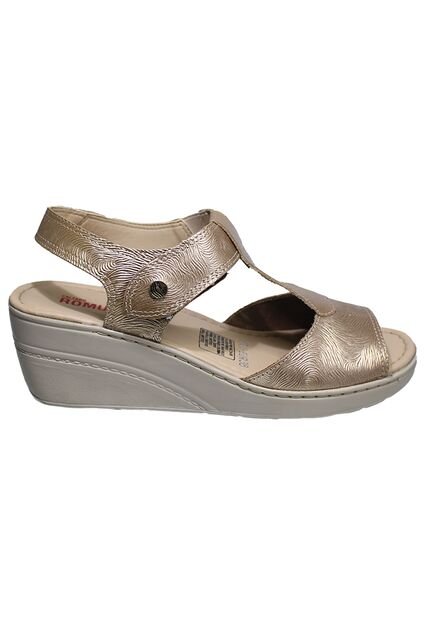 Sandalia Romulo Para Mujer Ajuste Velcro Tacon Corrido