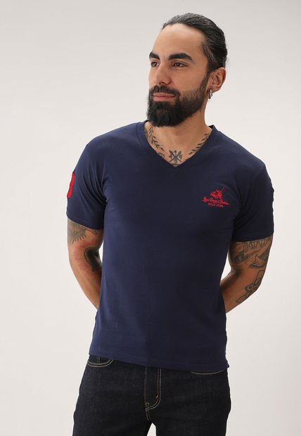 Camiseta Azul Navy-Rojo Royal County Of Berkshire Polo Club