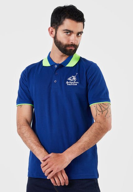 Camiseta Polo Azul-Verde Neón-Blanco Royal County of Berkshire Polo Club