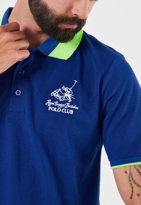 Camiseta Polo Azul-Verde Neón-Blanco Royal County of Berkshire Polo Club