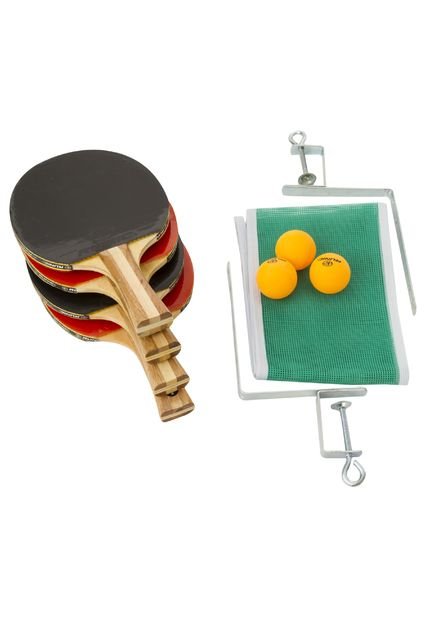 Set de Ping Pong 4 Raquetas 3 Bolas y Parales Runic