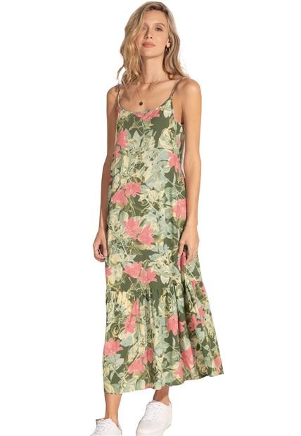 Vestido Largo Sofia Verde Flores – La Maja