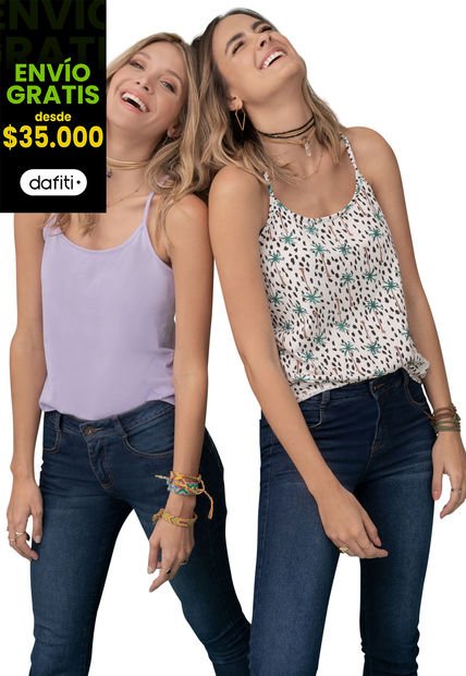 Camiseta Paq X2 Mujer Multicolor 91459