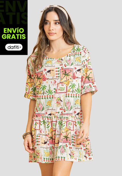 Vestido Corto Mujer Estampado Rutta 107951