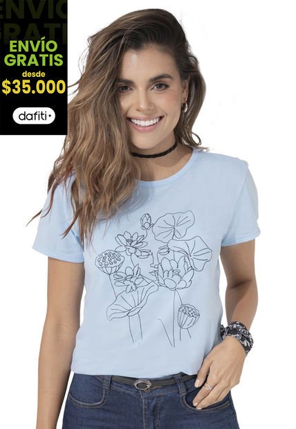 Camiseta Mujer Azul Claro Rutta 96422