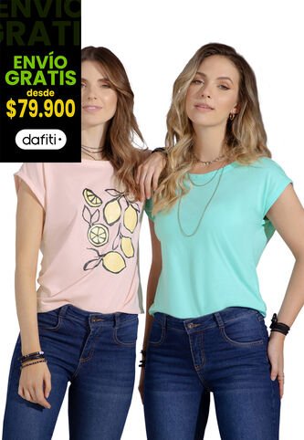 Camiseta Paq X2 Mujer Multicolor Rutta 32661 Rutta