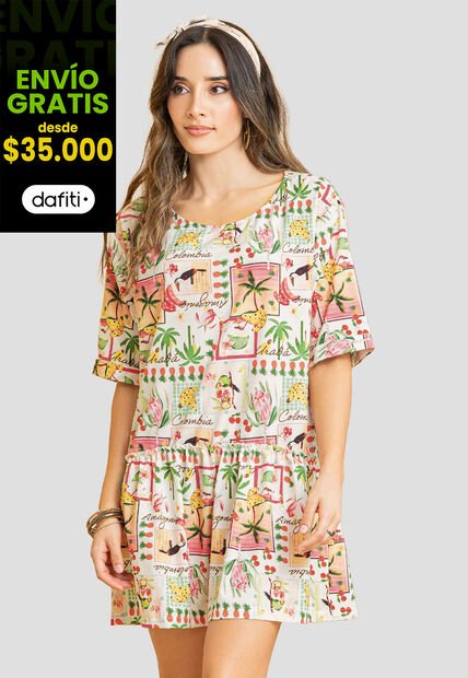 Vestido Corto Mujer Estampado Rutta 107951