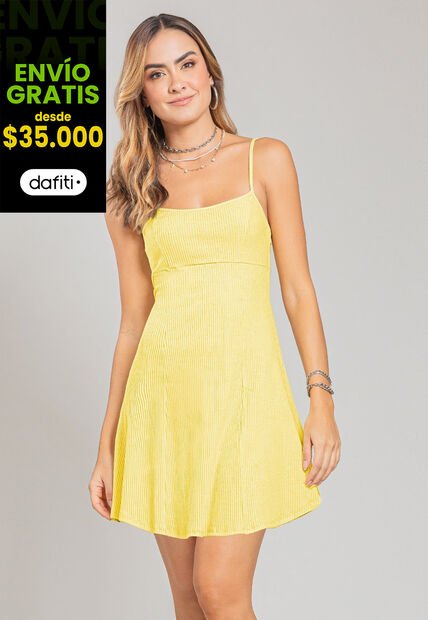 Vestido Corto Mujer Amarillo Pastel Rutta 107383