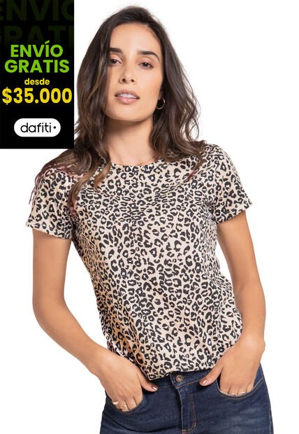 Camiseta Mujer Beige 78399