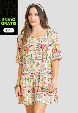 Vestido Corto Mujer Estampado Rutta 107951 Rutta