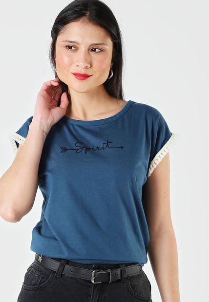 Camiseta Azul Petróleo-Marfil Rutta