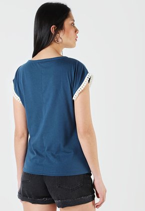 Camiseta Azul Petróleo-Marfil Rutta