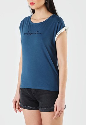 Camiseta Azul Petróleo-Marfil Rutta