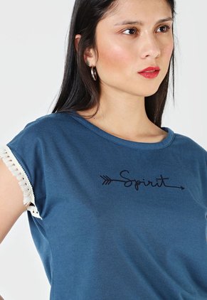 Camiseta Azul Petróleo-Marfil Rutta