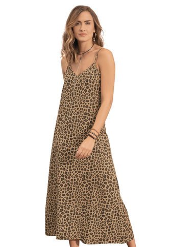 Vestido Largo Para Mujer Estampado Leopardo Rutta Rutta