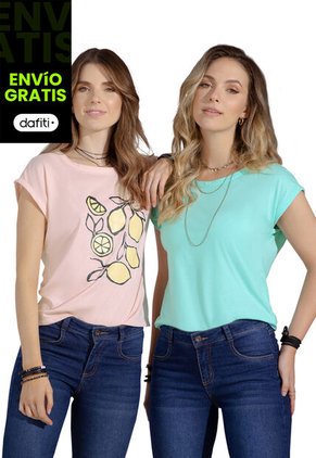 Camiseta Paq X2 Mujer Multicolor Rutta 32661