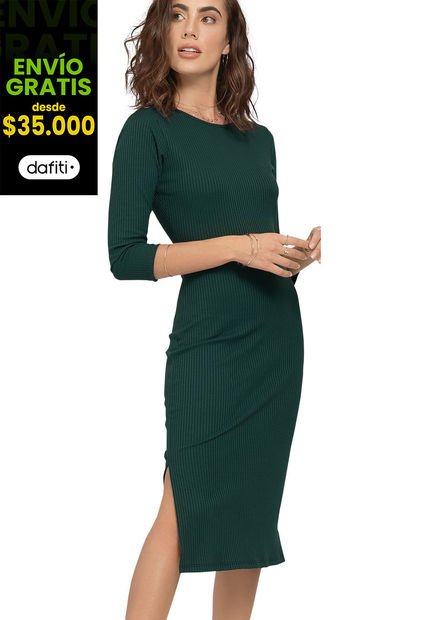 Vestido Largo Para Mujer Verde Botella Rutta