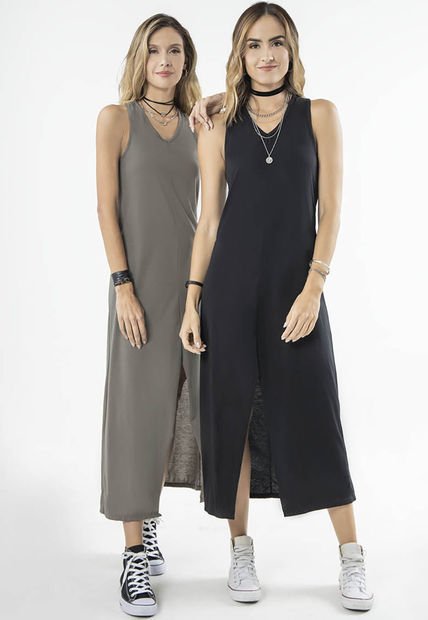 Vestido Largo Mujer Negro Rutta 9895