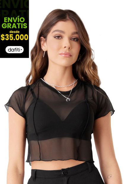 Crop Top Mujer Negro Rutta 5977