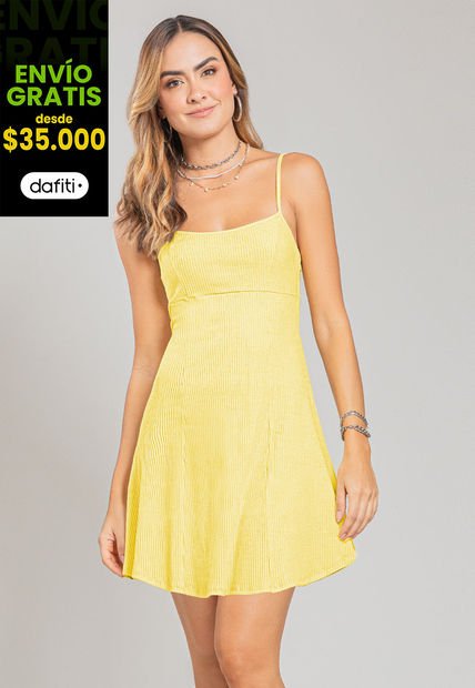 Vestido Corto Mujer Amarillo Pastel Rutta 107383