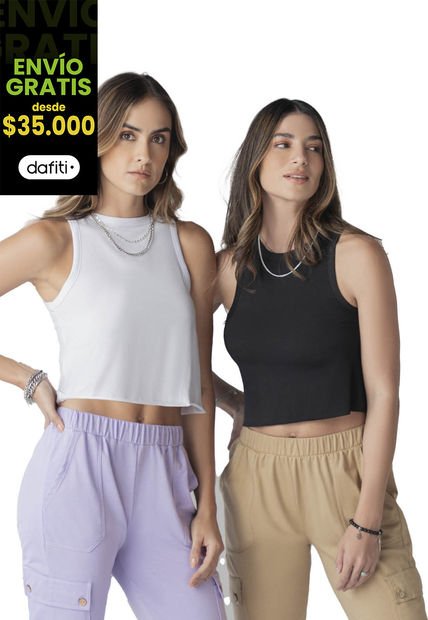 Crop Top Paq X2 Mujer Multicolor Rutta 3932