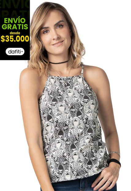 Camiseta Mujer Blanco-Negro 90509