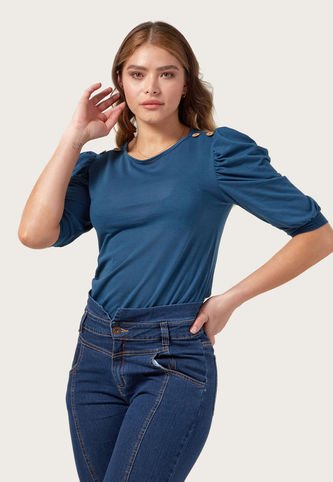 Rutta - Blusa Azul Petróleo-Café Rutta
