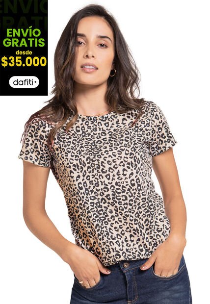 Camiseta Mujer Beige 78399