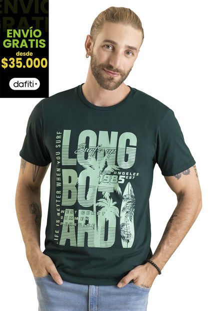 Camiseta Hombre Verde Botella Rutta 100466