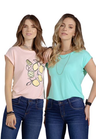 Camiseta Paq X2 Mujer Multicolor Rutta 32661 Rutta