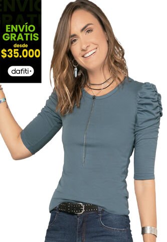 Camiseta Para Mujer Azul Acero Rutta Rutta