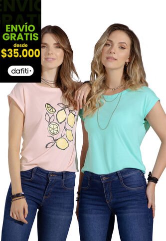 Camiseta Paq X2 Mujer Multicolor Rutta 32661 Rutta