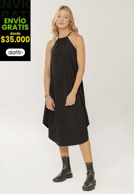Vestido Largo Mujer Negro Rutta 104778