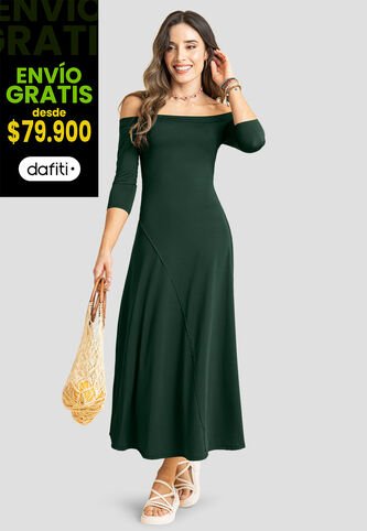 Vestido Largo Mujer Verde Pino Rutta 104163 Rutta