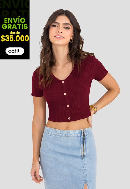 Crop Top Mujer Vinotinto Rutta 104038