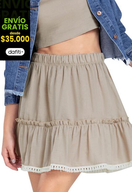 Falda Corta Mujer Caqui Rutta 7676