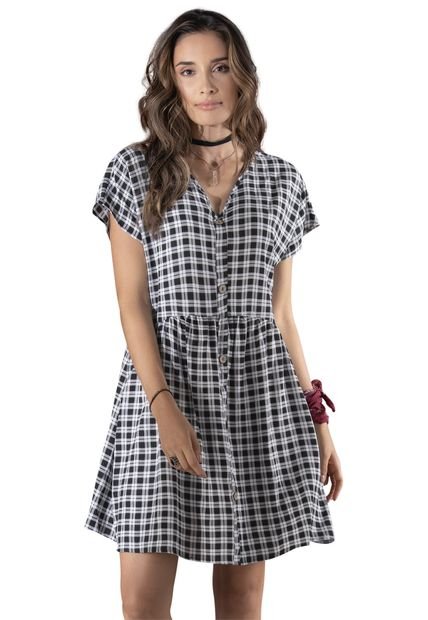 Vestido Corto Para Mujer Bicolor Cuadros Rutta