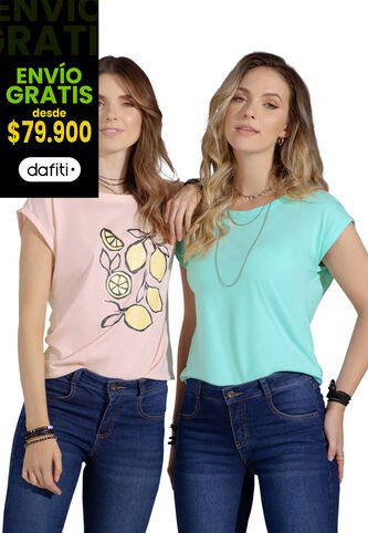 Camiseta Paq X2 Mujer Multicolor Rutta 32661 Rutta