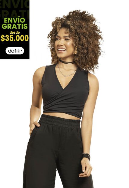 Crop Top Mujer Negro Rutta 5061