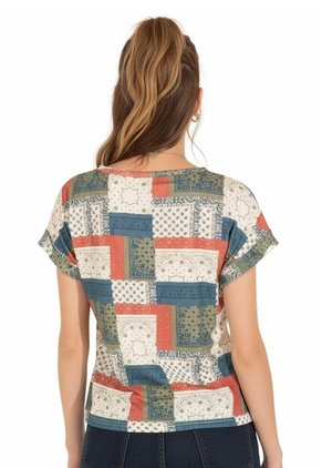 Camiseta Para Mujer Estampado Patchwork Rutta