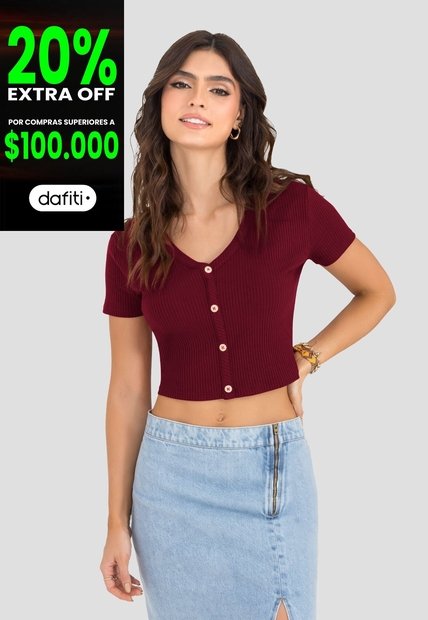 Crop Top Mujer Vinotinto Rutta 104038