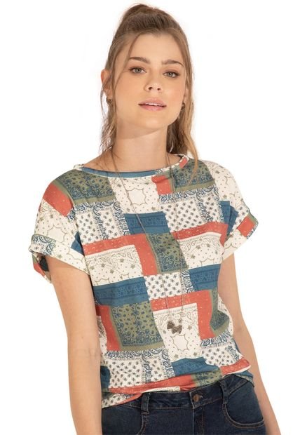 Camiseta Para Mujer Estampado Patchwork Rutta